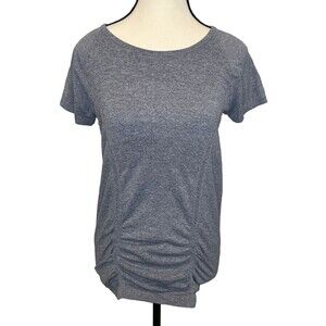 Athleta Top Women’s Ruched Fastest Track Running Stretch Workout Gym Gray Sz M